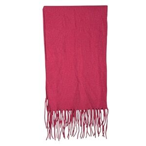 Cashmere Classics 100% Cashmere Scarf with Fringe Ends 11.5” X 73” Raspberry Red